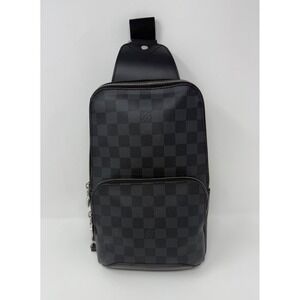Louis Vuitton Avenue Sling Bag Damier Black Leather
